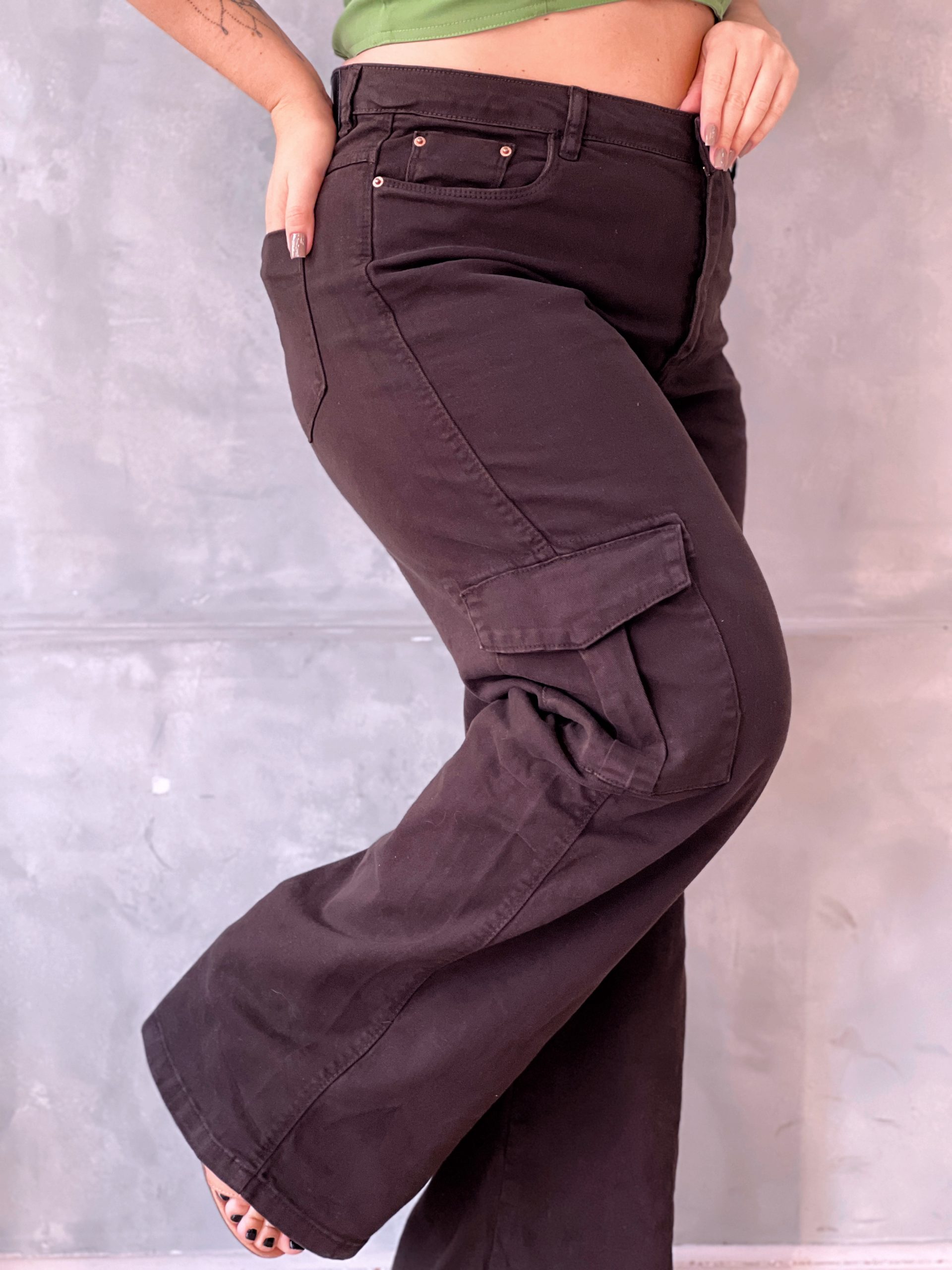 Calça wideleg cargo - Marrom