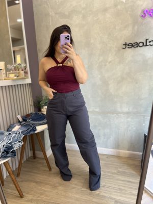 Calça wideleg - Cinza Chumbo