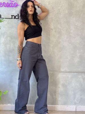 Calça wideleg - Cinza Chumbo