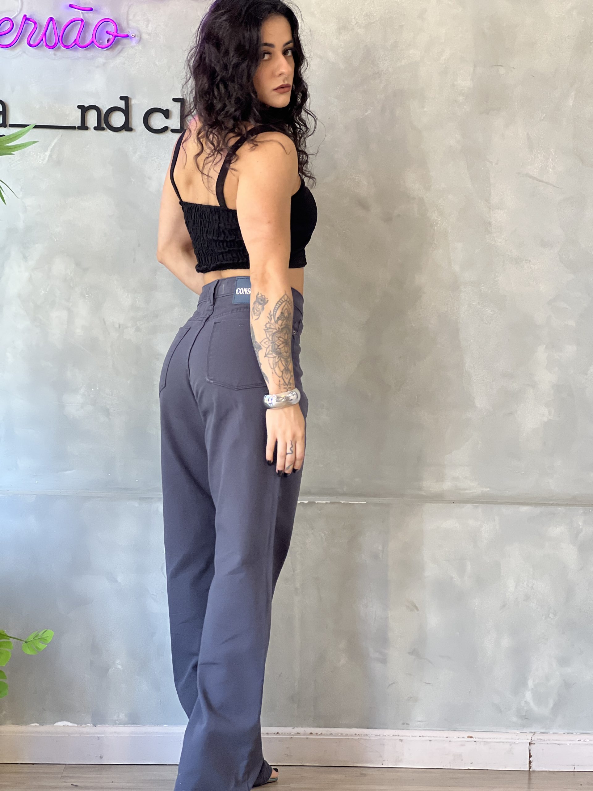 Calça wideleg - Cinza Chumbo - Imagem 4