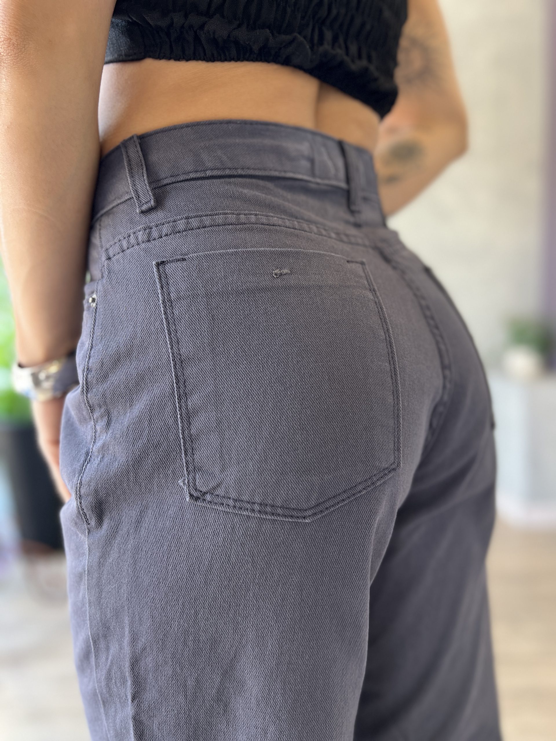 Calça wideleg - Cinza Chumbo - Imagem 7